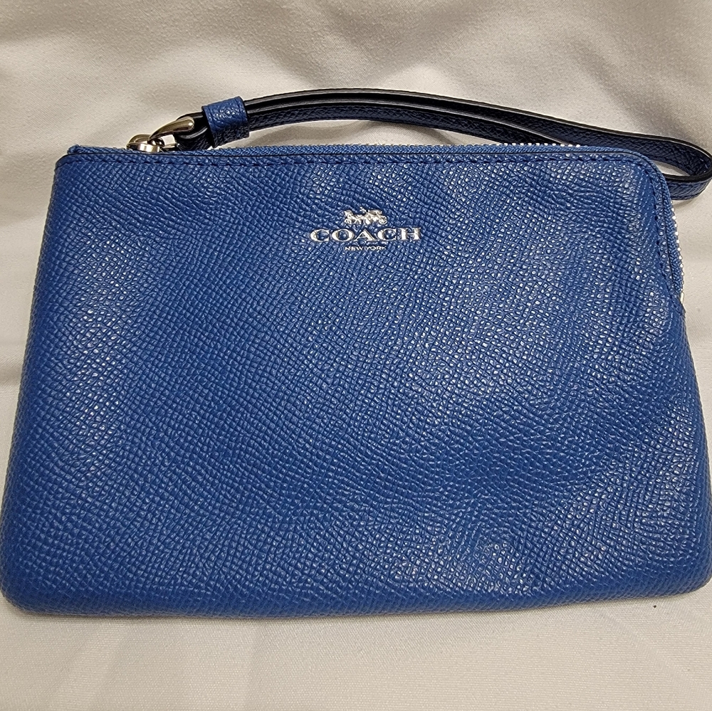 Coach Blue Leather Wristlet